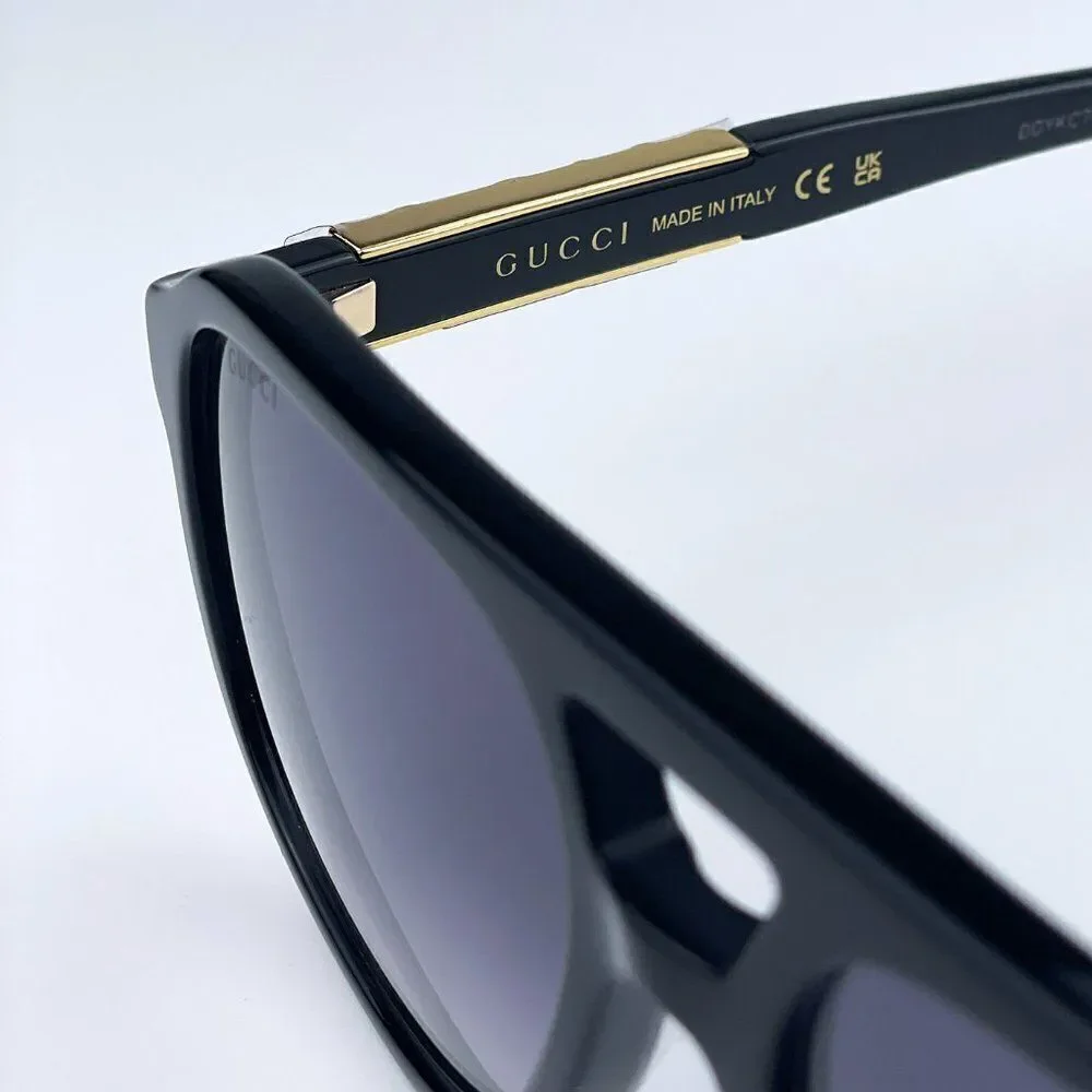 NEW Gucci GG1188S 002 Black Grey Gradient Pilot Unisex Sunglasses